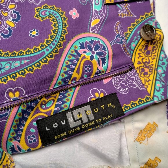 Loudmouth Golf Pants Men 40x32 Purple Pazeltine Paisley Floral Golfing Colorful - Picture 4 of 16